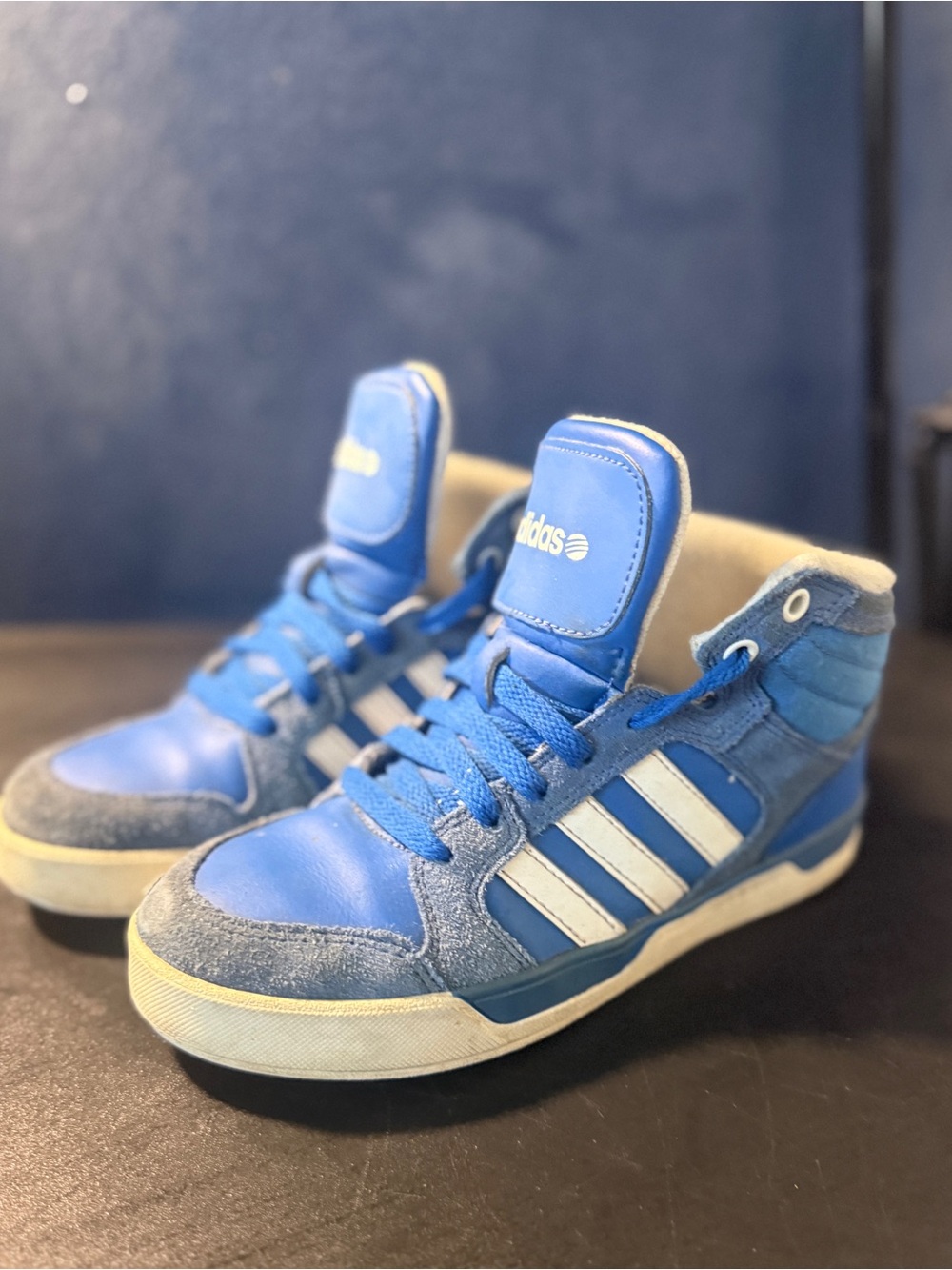 adidas NEO Label Blue & Grey Suede Mid-Top Sneakers | Size US 5